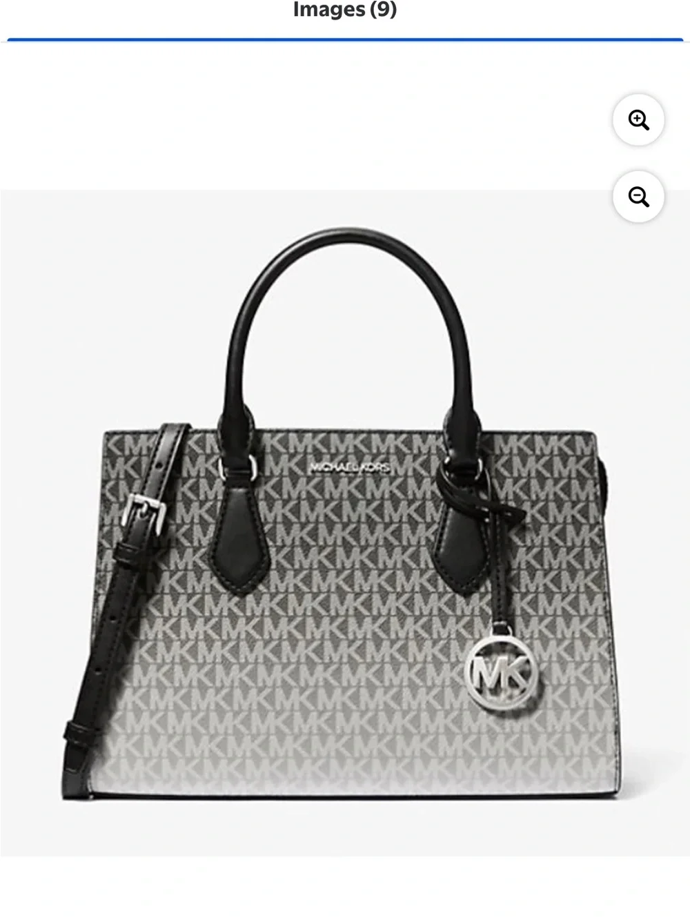 Michael Kors Black and Gray MK Signature Satchel and Jet Set matching wallet